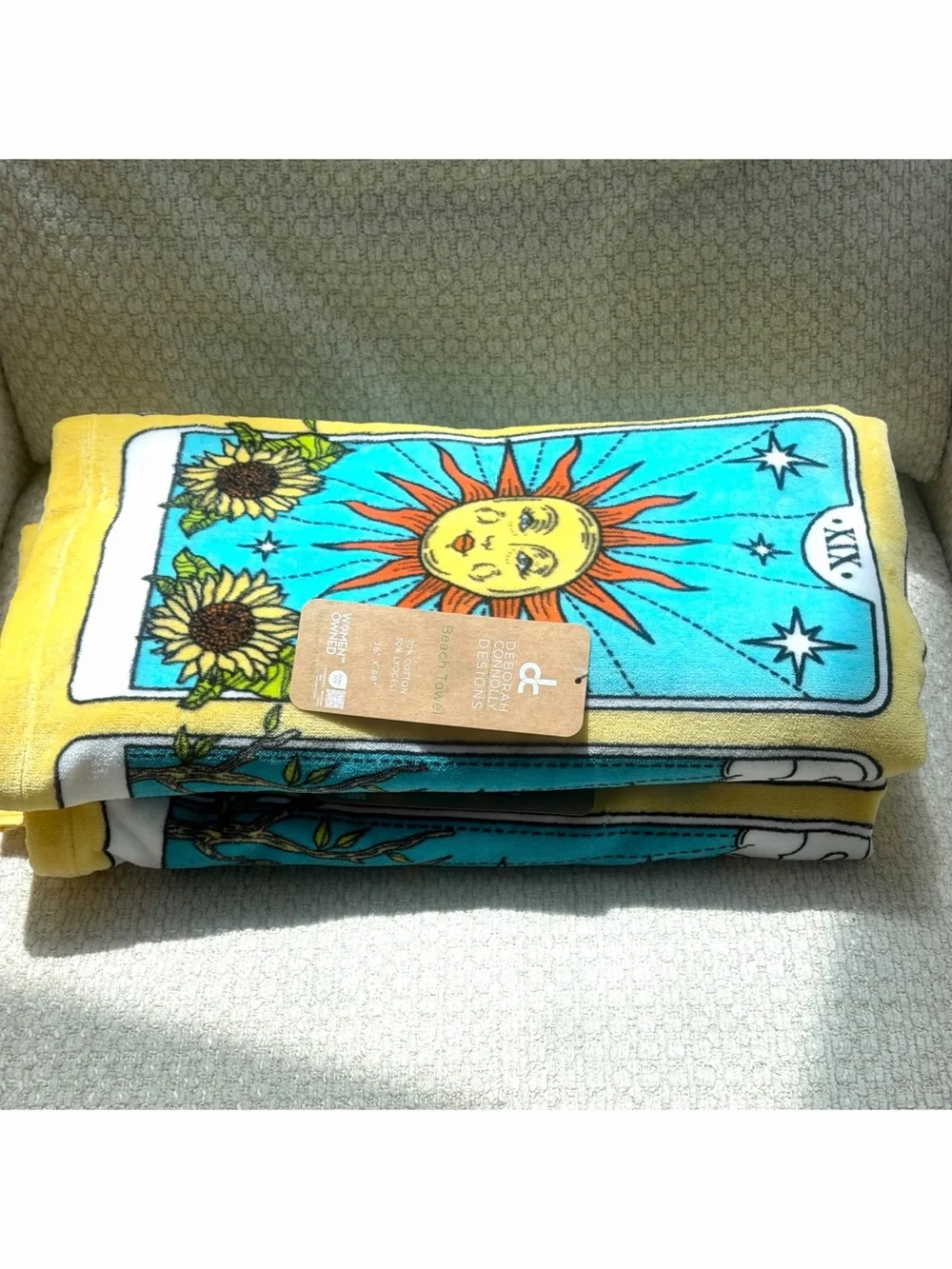 Deborah Connolly Tarot Card Beach Towels Set Of 2 36x68 Sun Moon Divination Gift
